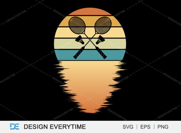 Badminton Retro Vintage SVG Design Graphics Freebies