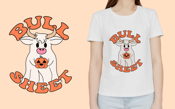 Retro Cow Gohst Halloween Bull Sheet SVG